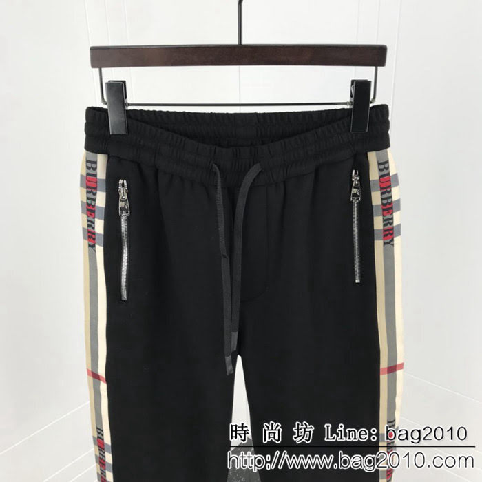 BURBERRY巴寶莉 18ss秋冬新款衛褲褲 兩側定制格子織帶 定制面料 高版本情侶款 ydi2244